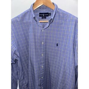 Polo Ralph Lauren Yarmouth Long Sleeve Light Blue Plaid Mens 16 32/33 Size Large